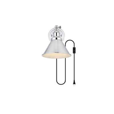 Brunt 1 Light Black Plug In Wall Sconce