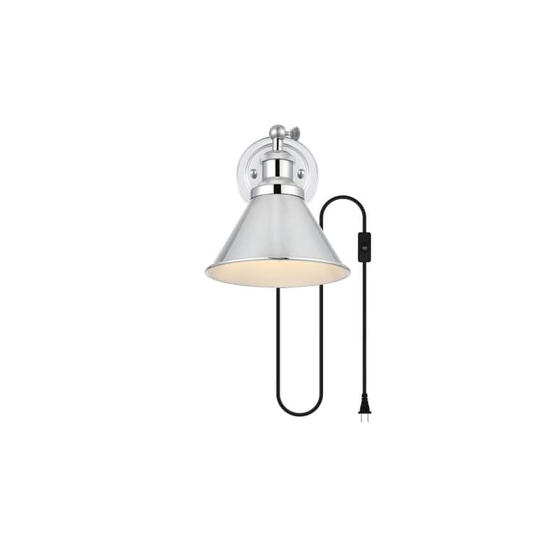 Brunt 1 Light Black Plug In Wall Sconce