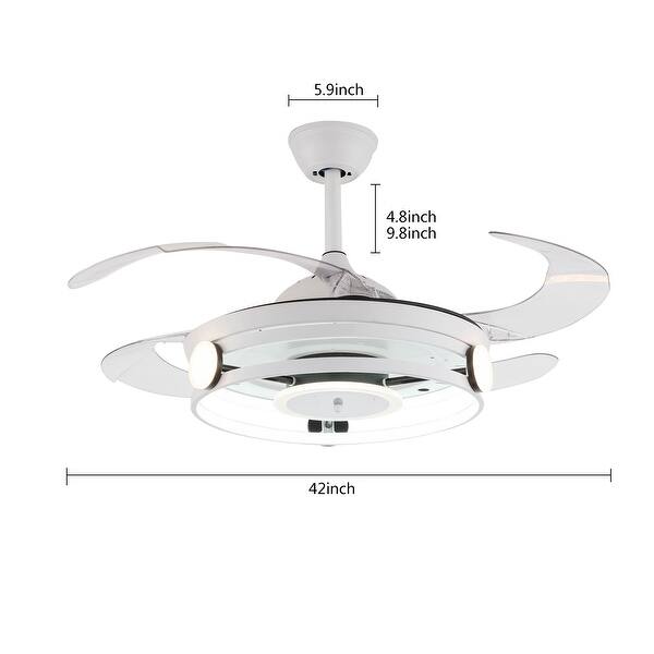 42'' 4 Retractable Blades Modern LED Ceiling Fan with Remote