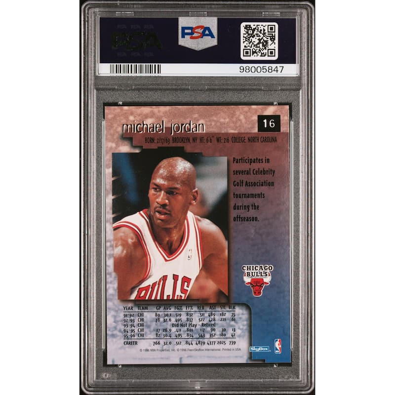 Michael Jordan 1996 Skybox Premium Basketball Card #16 Graded PSA 8 - 2.50