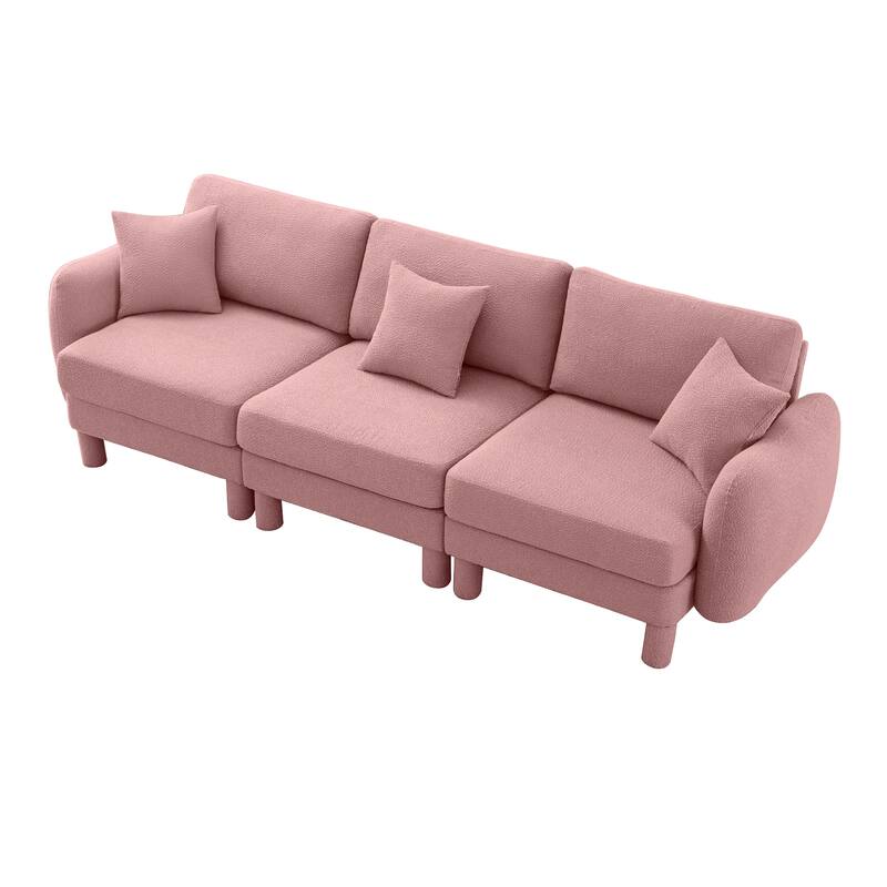109.4" 3-Seater Modern Upholstered Sofa Couch, Deep-Seat Sectional Sofa with Shell-Shaped Armrests, Leisure Sofa for Living Room