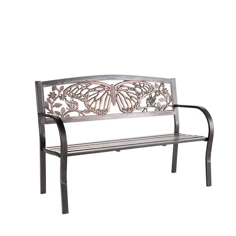 48 in. Butterfly Metal Garden Bench - 48 in
