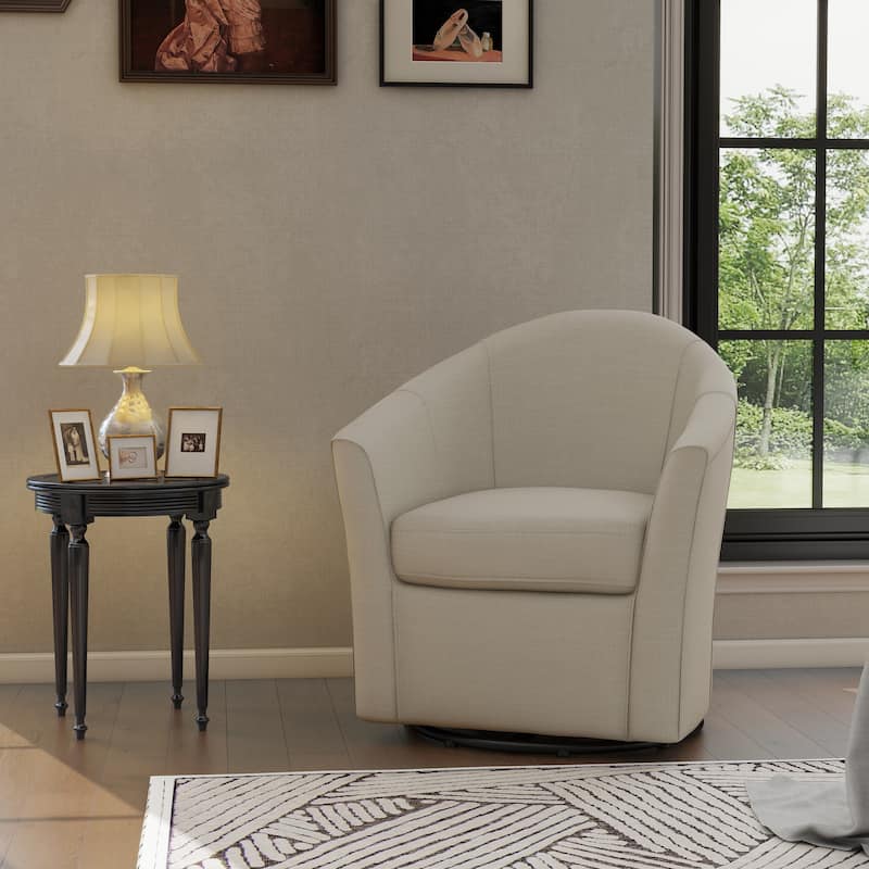 Modern Upholstered Swivel Barrel Chair Living Room Accent Chair - BROWN