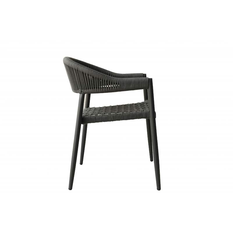 Set of Four 22" Gray Aluminum Outdoor Arm Chair