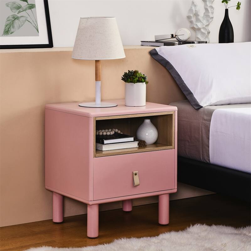 Modern Woode Bedside Table with Drawer and Legs