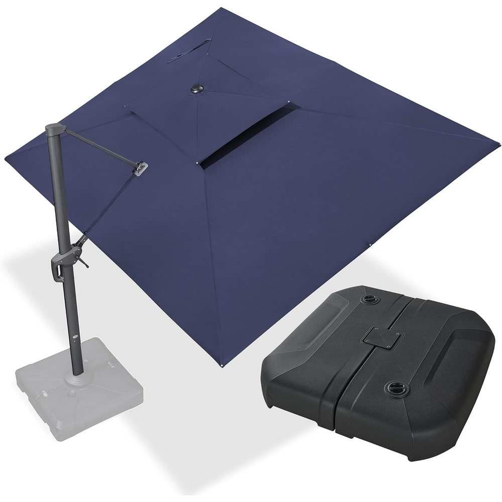 PURPLE LEAF 10 X 13 ft Large Patio Umbrella Hanging Double Top Rectangle Offset Umbrellawith Base