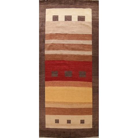 Geometric Gabbeh Kashkoli Oriental Long Runner Rug Wool Handmade - 8'2" x 15'8"