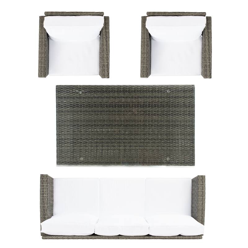 SAFAVIEH Outdoor Living Nyra 4-Piece Patio Dining Set - 70"W x 32"D x 27"H