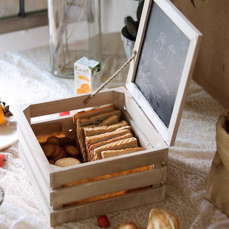 RusticReach Rustic Wooden Storage Crate with Chalkboard Lid