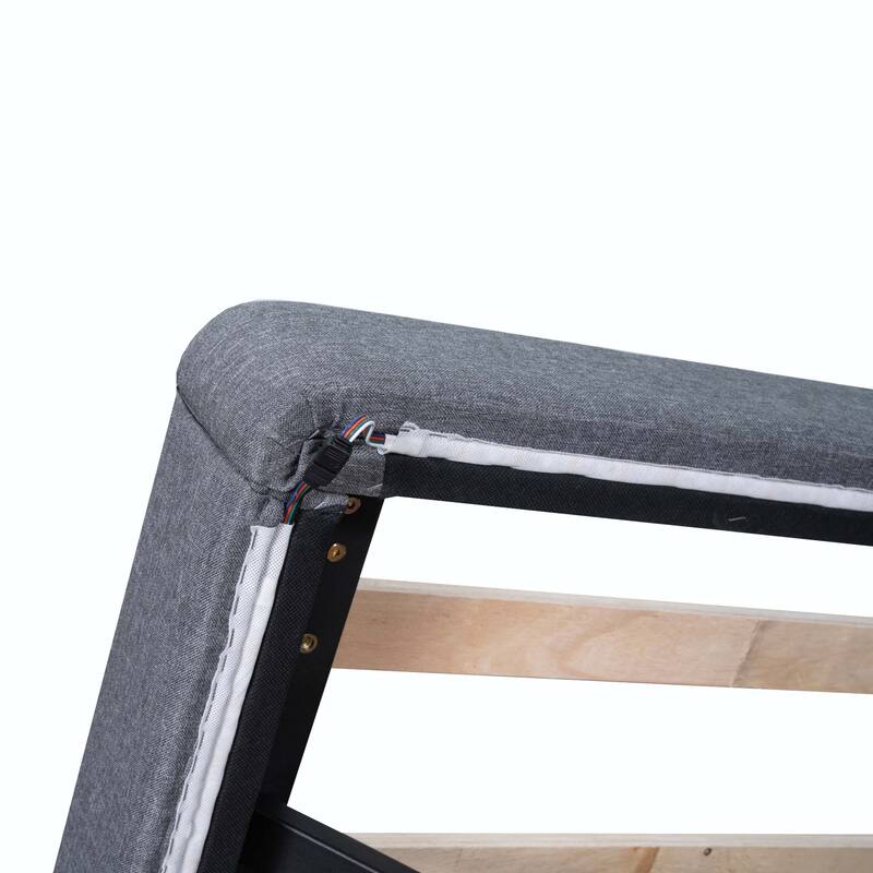 Full Size Upholstered Platform Bed with LED Lights