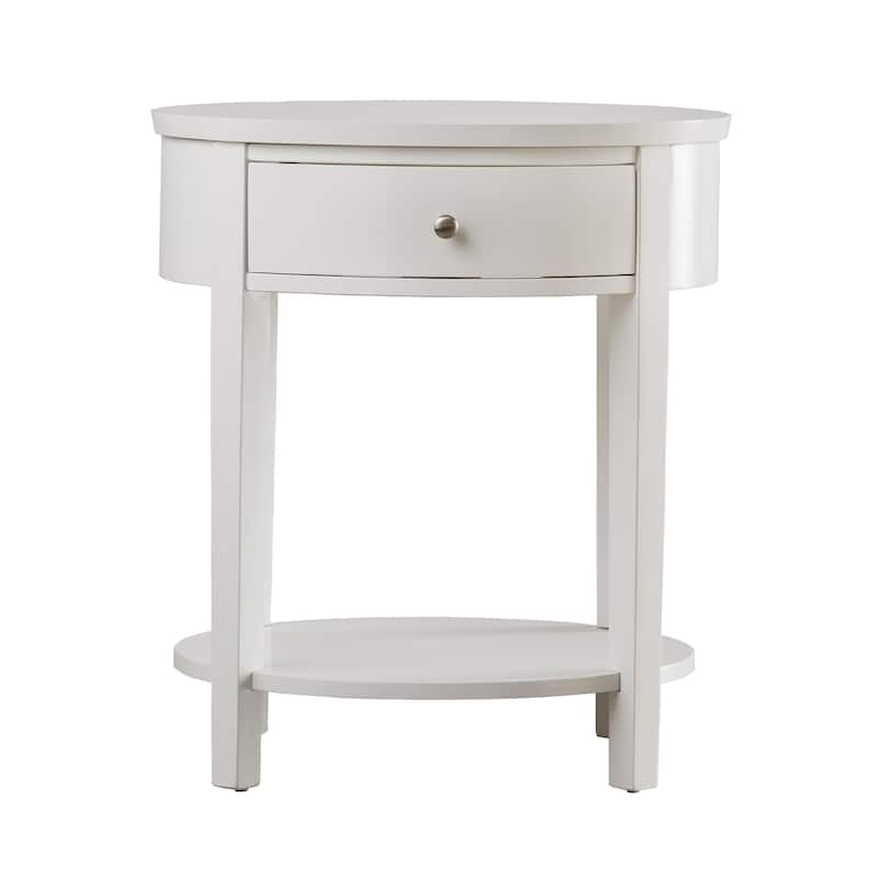 Fillmore 1-Drawer Oval Wood Shelf Accent End Table by iNSPIRE Q Modern