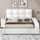 preview thumbnail 4 of 8, Queen Size Upholstered Platform Bed with Multimedia Nightstand & Storage Shelves Storage Bed Frame for Kids Teens Adults, White