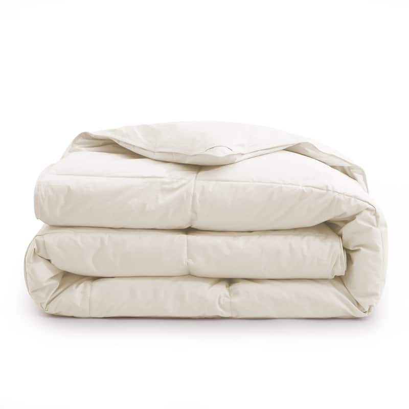 All Season Medium Warmth Organic Cotton Down Feather Comforter Duvet Insert, Off-white