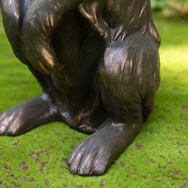 Glitzhome MGO Bronze Mom and Baby Rabbit Statue Standing Bunny Figurine