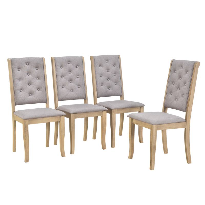 Rectangular Trestle Table and 4 Upholstered Chairs & Bench