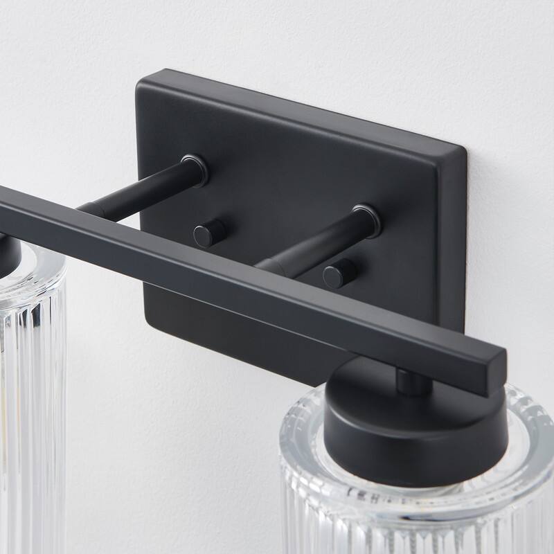 KAWOTI 8.6"H Contemporary Bathroom Vanity Light with Flutted Glass