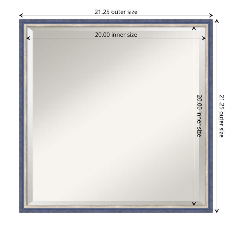 Theo Narrow Beveled Wood Framed Wall Mirror - Theo Blue Narrow - Glass Size 20x20