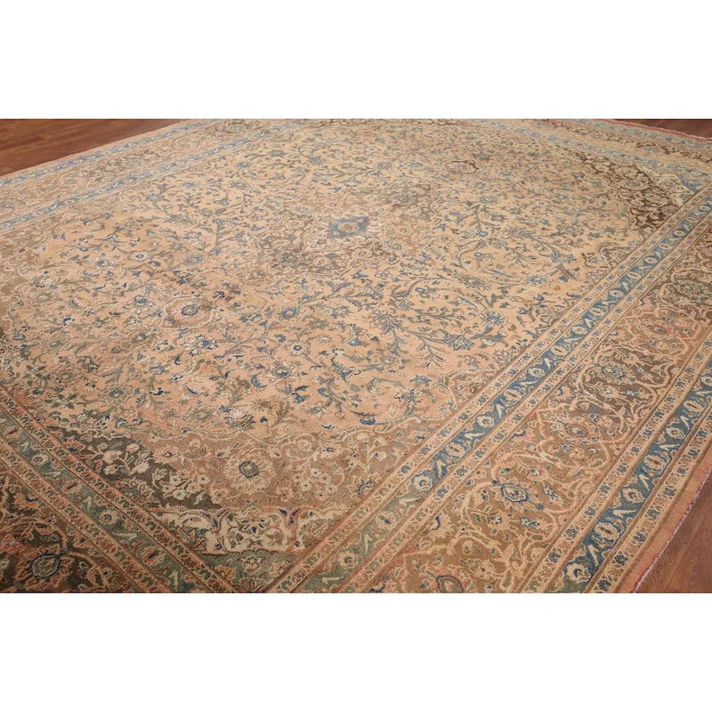 Traditional Mashad Vintage Persian Rug Hand-Knotted Wool Carpet - 9'8" x 12'5"