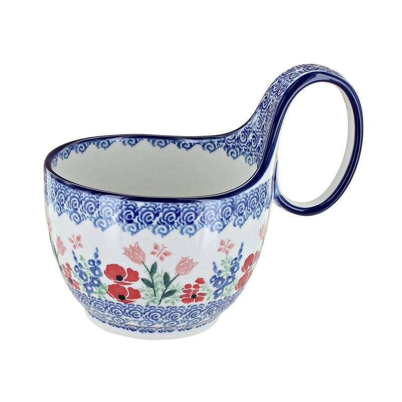 Blue Rose Polish Pottery 845 Ceramika Artystyczna Soup Mug