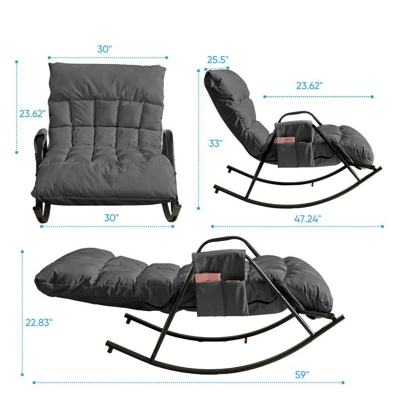 Mixoy Adjustable Widen Rocking Chair,Modern Lounge Nursery with Iron Frame