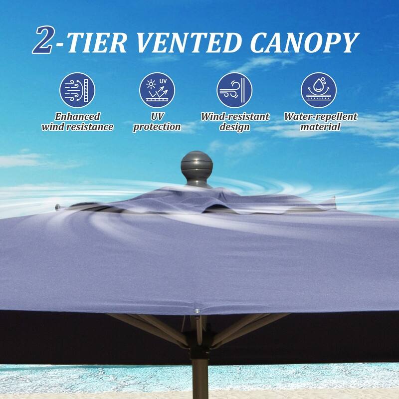 Domi Outdoor Living 6.5' x 10' Tilt Aluminum Patio Umbrella