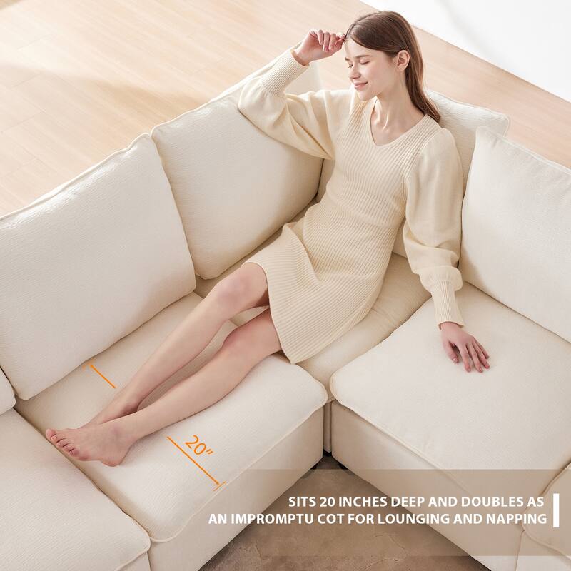 Modular Sectional Sofa Sets with Chaise, Free Combination Couch U Shape Sectional Sofa with Removable Ottomans for Living Room