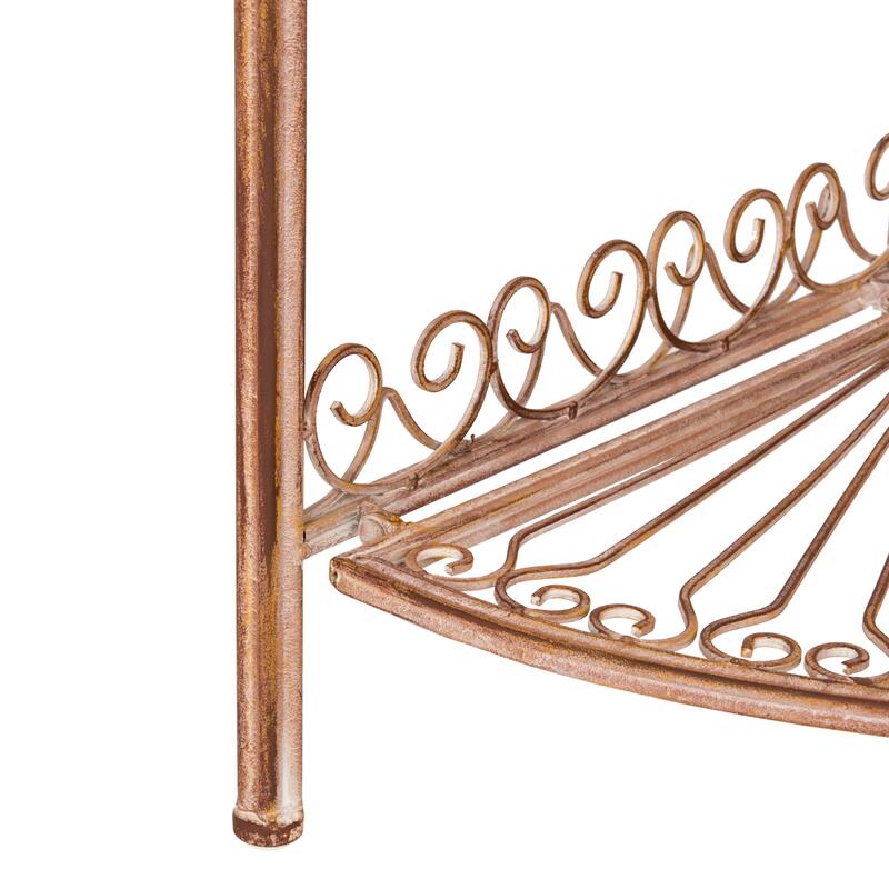SAFAVIEH Shyla Victorian Wrought Iron 4-Tier Outdoor Corner Shelf - 14 In. W x 14 In. D x 60 In. H - 14Wx14Dx60H
