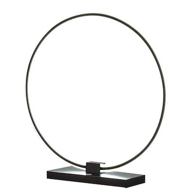 Sine 21 Inch Table Lamp, Modern Circle Ring LED, Sleek Black Metal Base