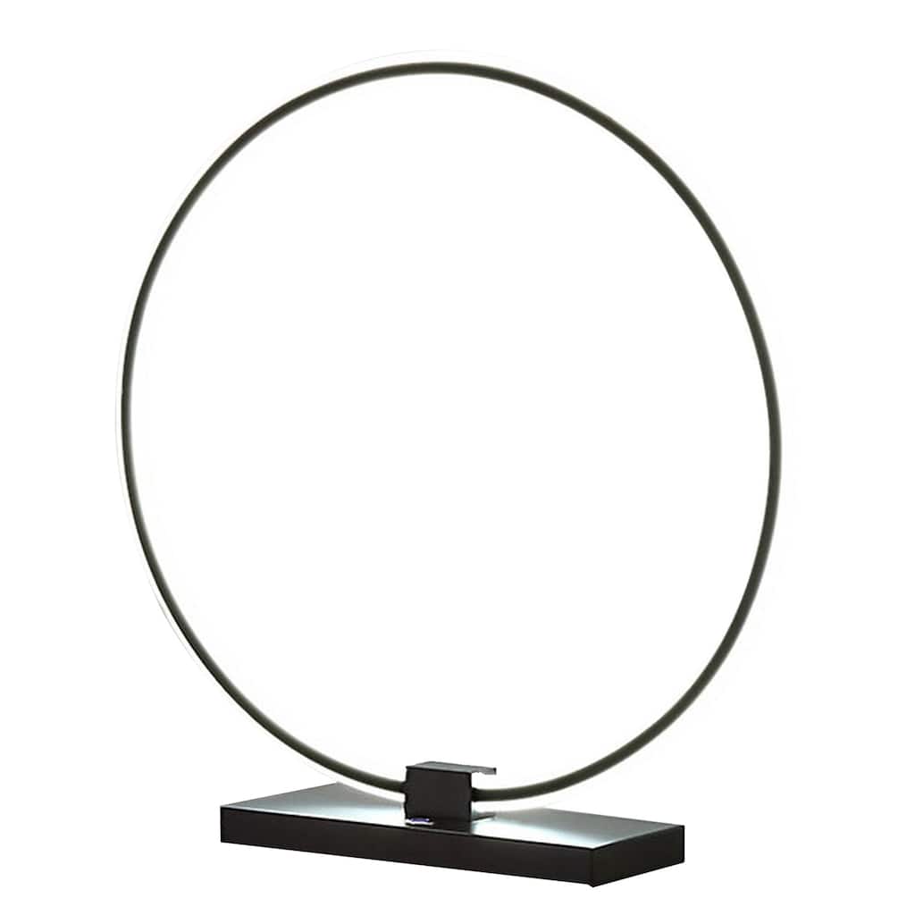 Sine 21 Inch Table Lamp, Modern Circle Ring LED, Sleek Black Metal Base