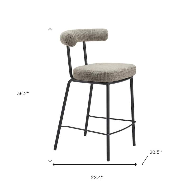 HomeRoots 26" Green and Black Chenille and Steel Low Back Counter Height Bar Chair