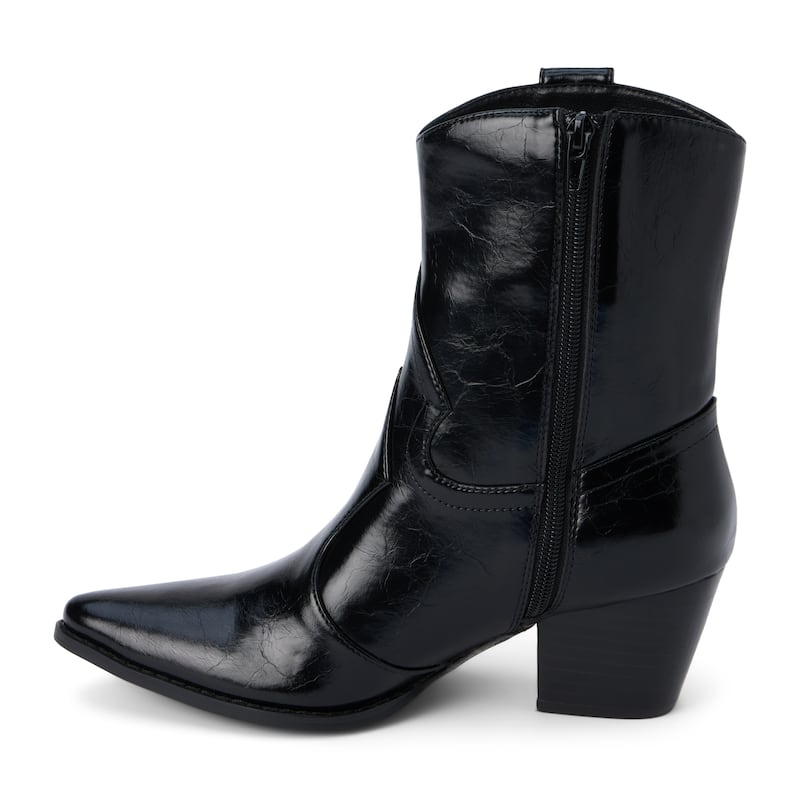 Matisse Bambi Leather Western Boot - Black Crinkle - 8