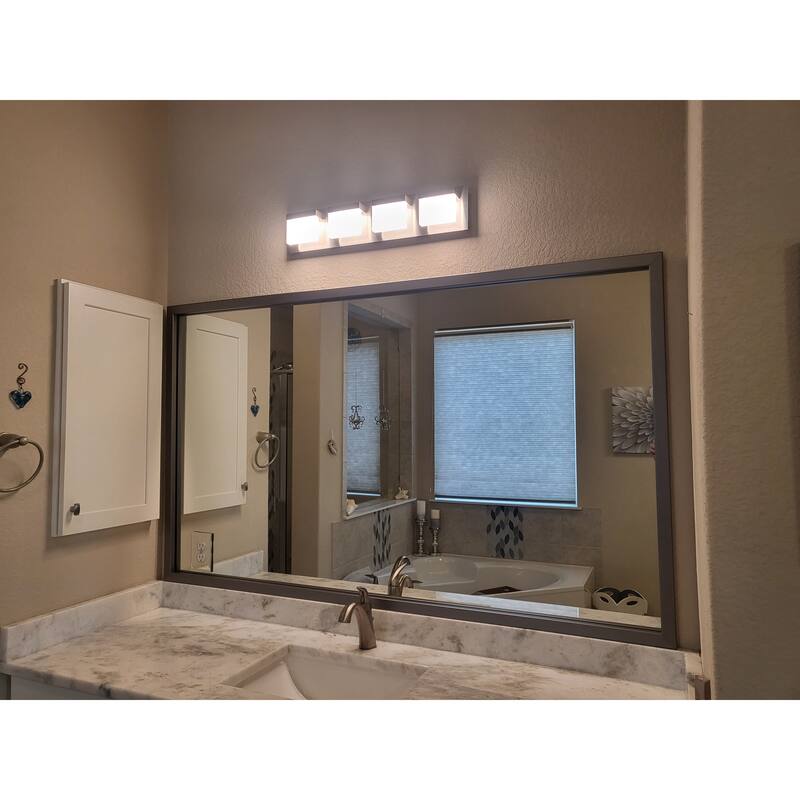 Frame My Mirror Satin Nickel Framed Mirror, Ellis Design