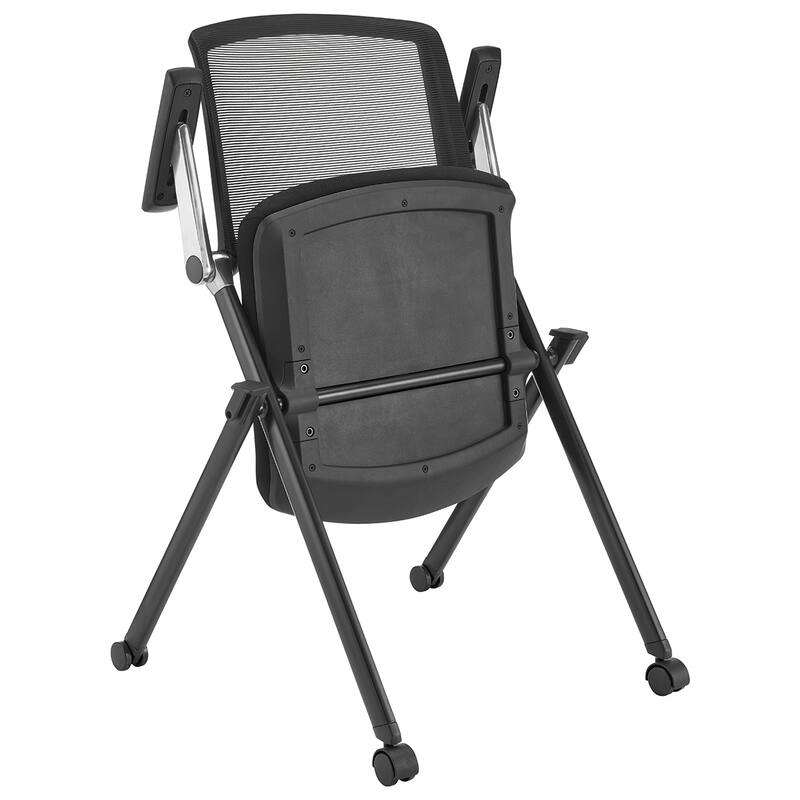 Reino Stacking Visitor Chair with Black Seat and Mesh Back - Set of 2