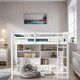preview thumbnail 5 of 28, Twin Size Wood Loft Bed w/ 8 Open Storage Shelves and Built-in Ladder White