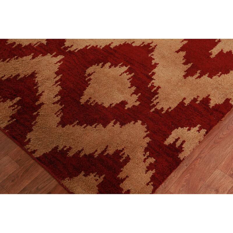Hand Knotted Oriental 100% Wool Carpet Modern Geometric Oranges & Rust Moroccan Area Rug - 11' 7'' X 9' 0''