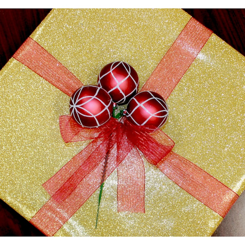 60mm Christmas Shatterproof Painted Plastic Ball x 3 on a Pick, Burgundy, Set of 12 - 9