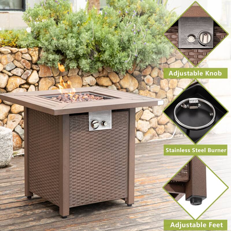 COSIEST 40,000 BTU Outdoor 28-inch Square Metal Fire Table