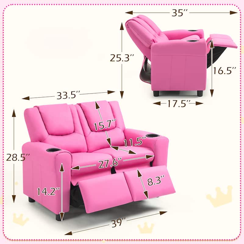 AVAWING Faux Leather Kids Recliner Lounge Sofa Chair