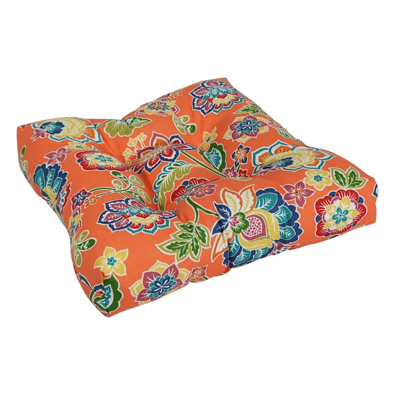 19-inch Square Tufted Indoor/Outdoor Chair Cushion - 19" x 19"