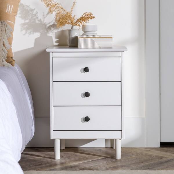slide 2 of 49, Walker Edison Bullrushes Solid Wood 3-Drawer Nightstand White