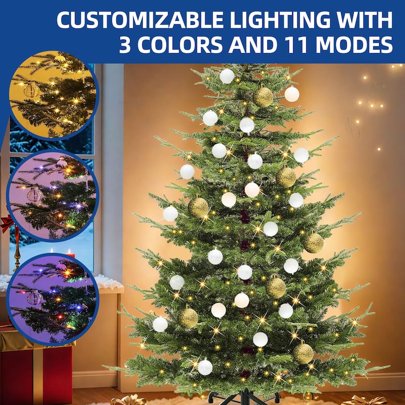 Moasis 6.5/7 ft Pre-Lit Artificial Aspen Fir Artificial Christmas Tree with 500 Multi-Mode Lights