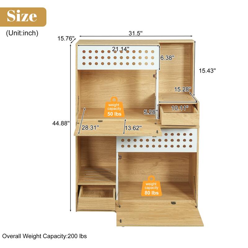 Roomfitters Modern Cat Furniture Litter Box Enclosure Side Table, Hidden Cat House with Storage Cabinet for Home Use