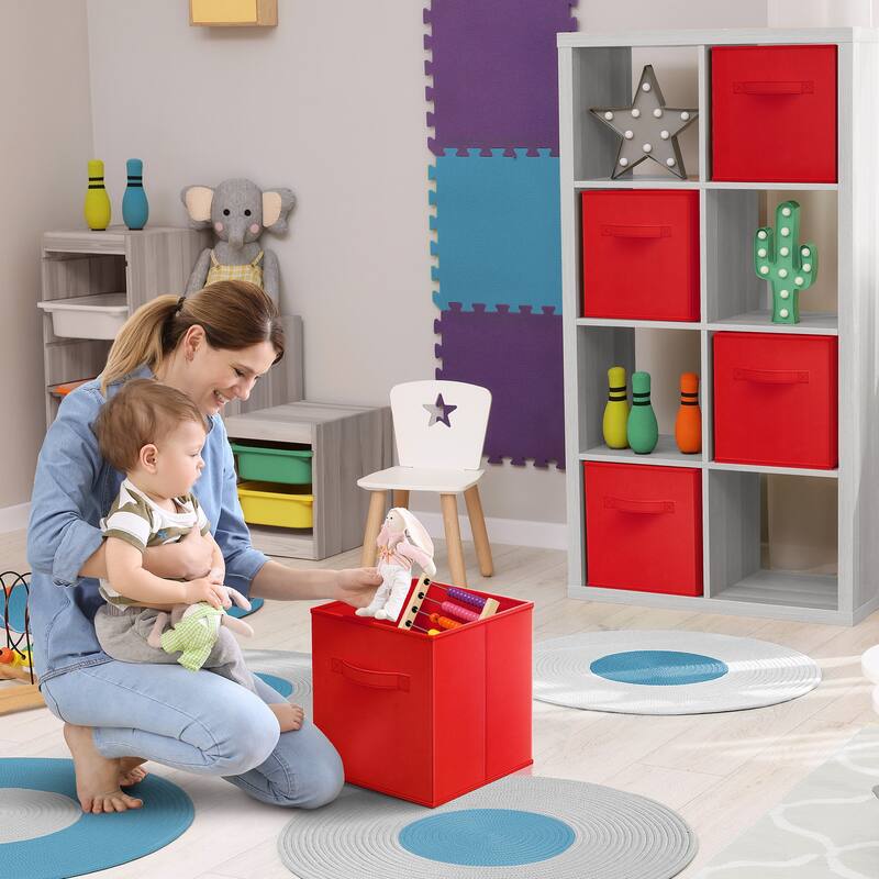 Sorbus Fabric Storage Bins 13" Foldable Cubes With Handles For Pantry, Cubbies, Toy And Closet Shelving Organization - 6Pk