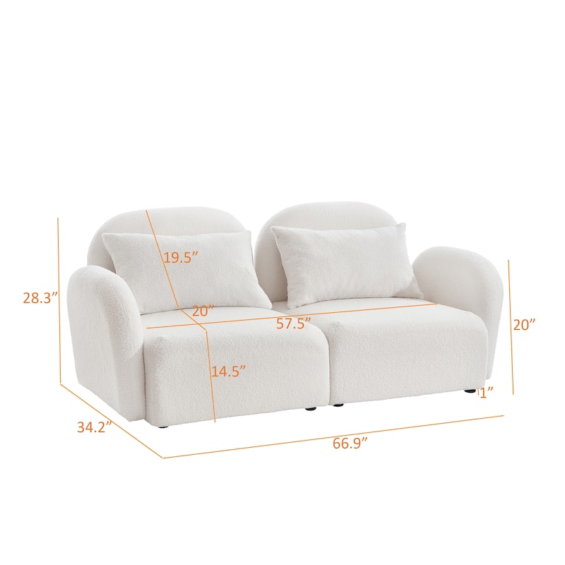 Solid Wood Frame Upholstered 2-Seater Loveseat Sofa