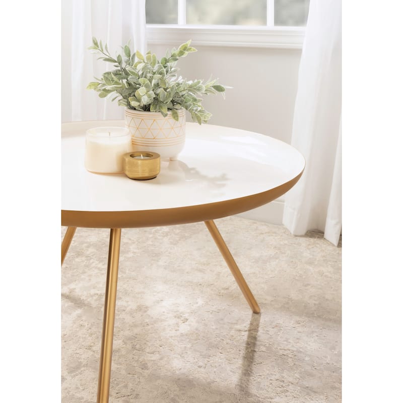 Kate and Laurel Laranya Round Metal Coffee Table - 25" Diameter