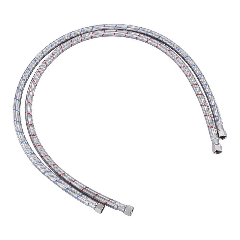 WOWOW 3/8 in. COMP x 3/8 in. COMP Stainless Steel Faucet Supply Lines - Stainless Steel - 12-inch