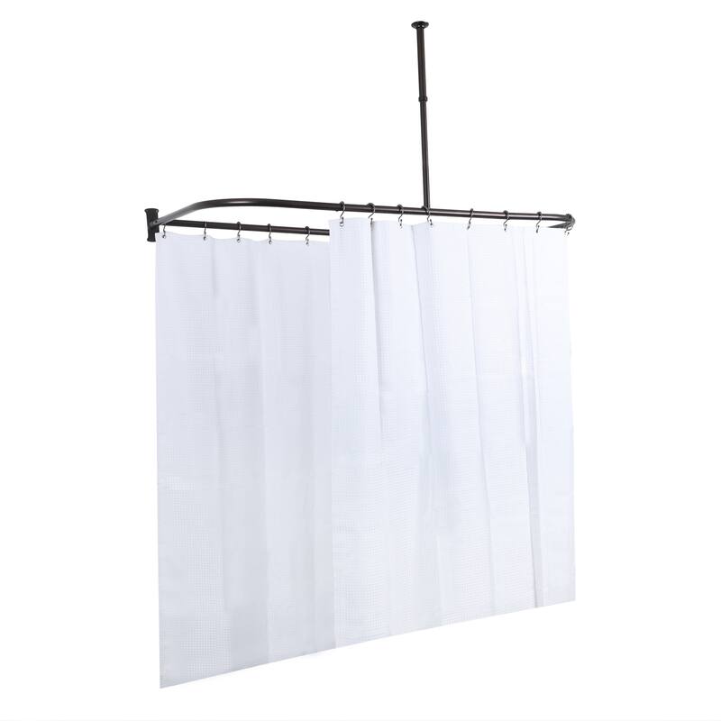 Utopia Alley Rustproof Aluminum D-shape Shower Rod With Ceiling Support for Freestanding Tubs, 60 Inch Large Size by 25 Inch