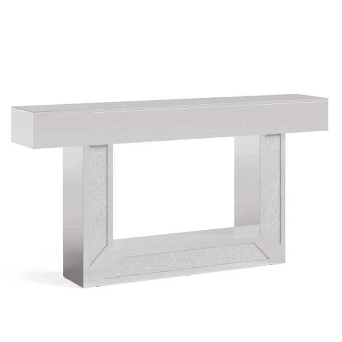 63-Inch Mirrored Console Sofa Table, Modern Wooden Entryway Table
