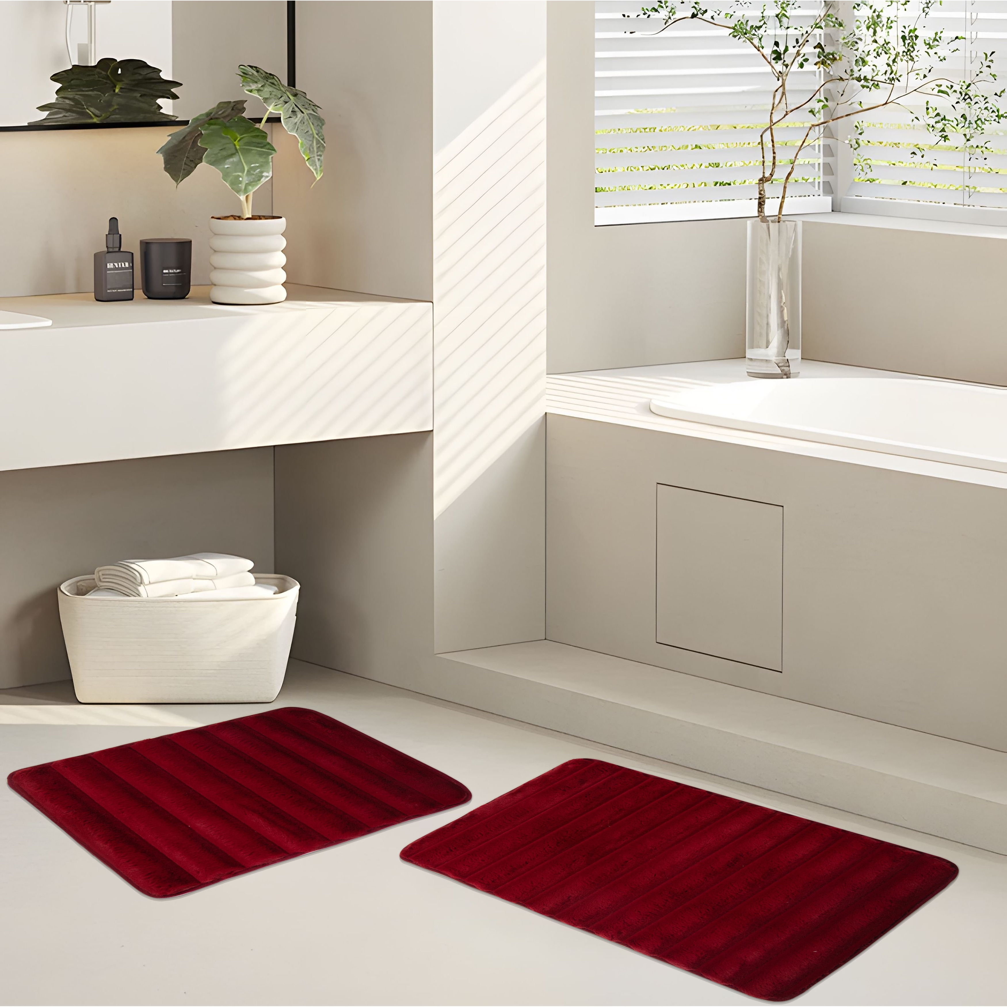 Rita Carved Faux Rabbit Fur Rug Set