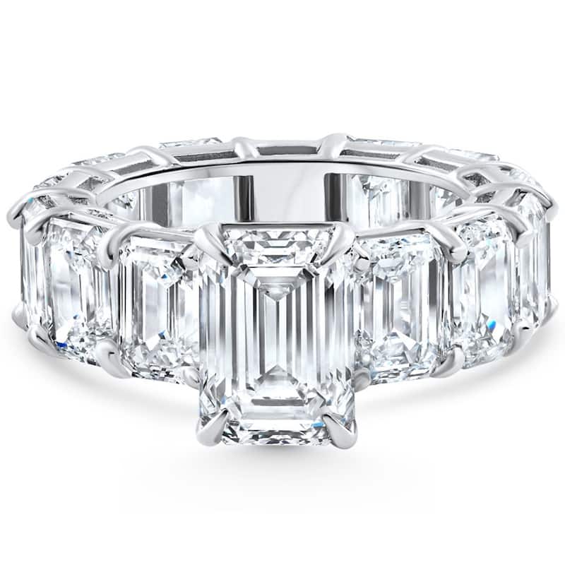 Bliss Diamond Certified 15.44Ct Emerald Cut Diamond Engagement Ring Gold Lab Grown - White - 6 - White